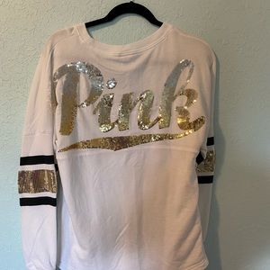 Victorias Secret “PINK” gold and silver oversized crewneck